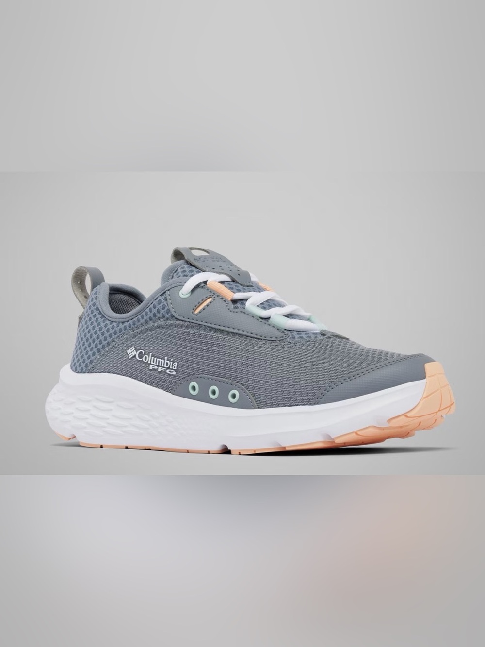 Columbia Castback PFG Gray Sneaker with Mint and Peach Accents Omni Shield NEW